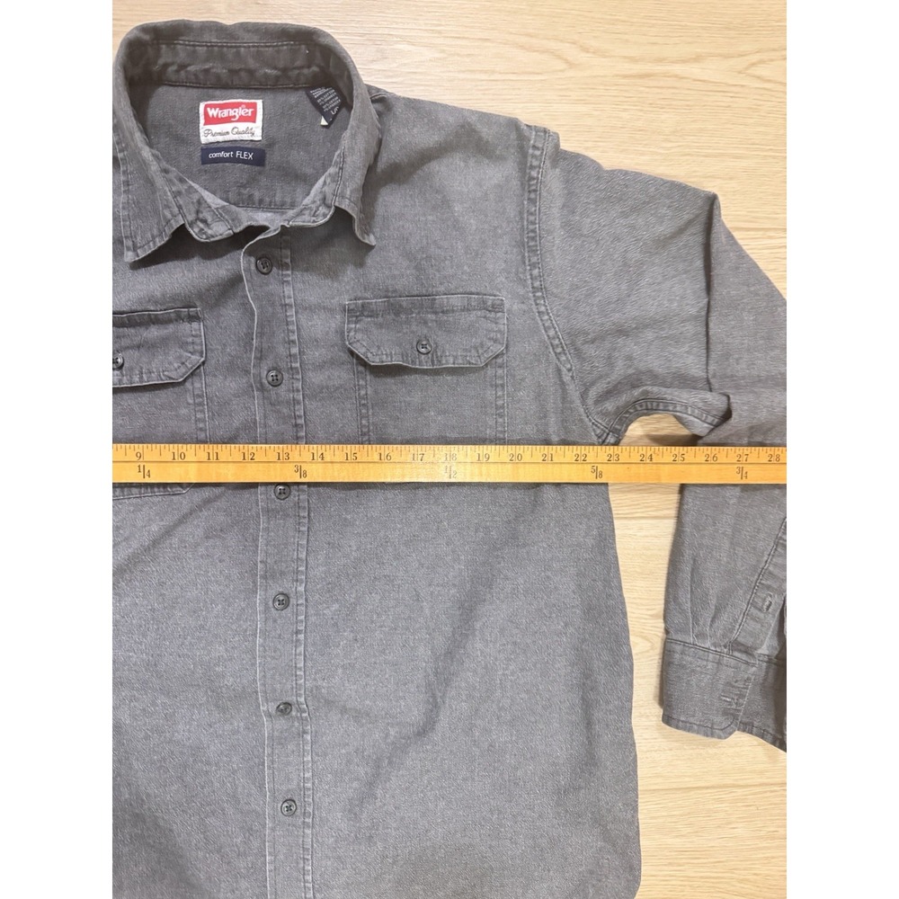 Wrangler Comfort Flex Gray Denim Long Sleeve Button Up Shirt Men's Size L - Picture 6 of 7